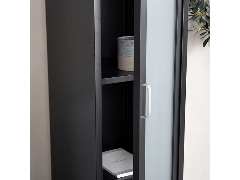 Vitrine Avec Porte Givrée "Acero" 150cm Noir