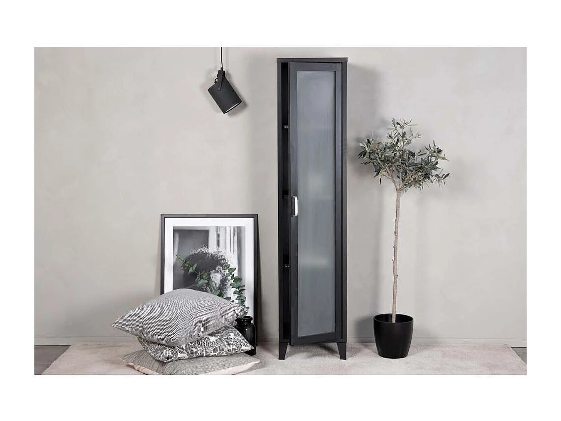Vitrine Avec Porte Givrée "Acero" 150cm Noir