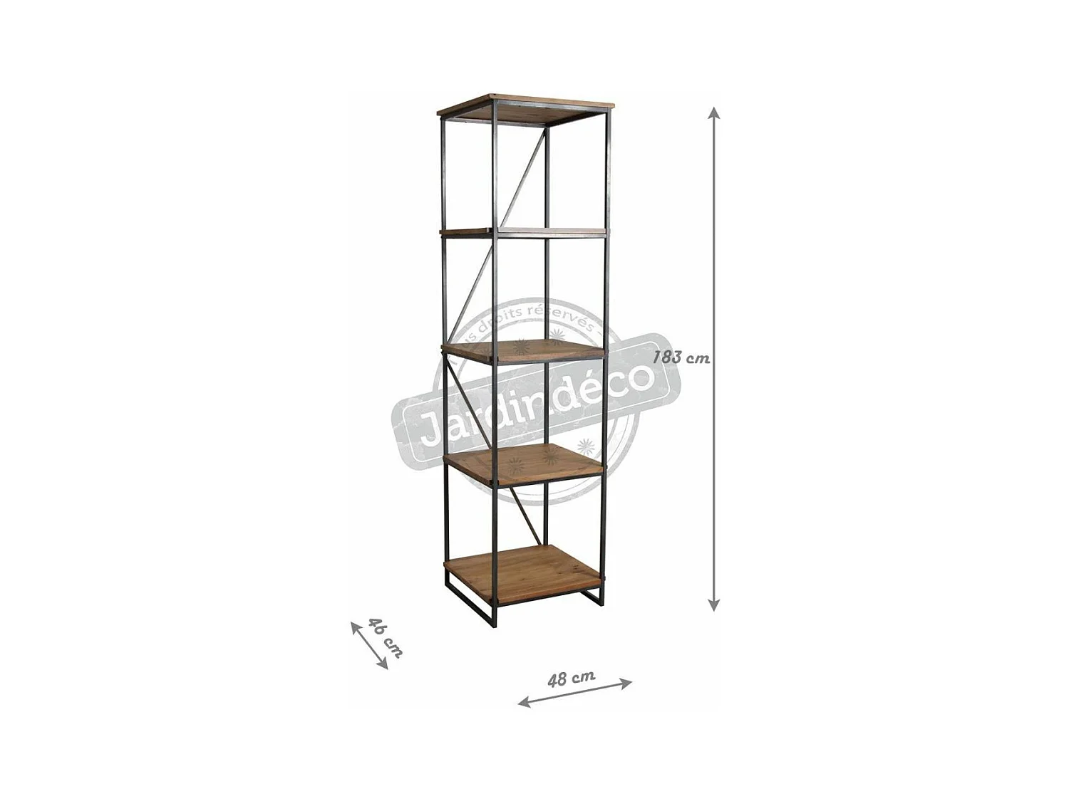 Etagère en bois massif et métal