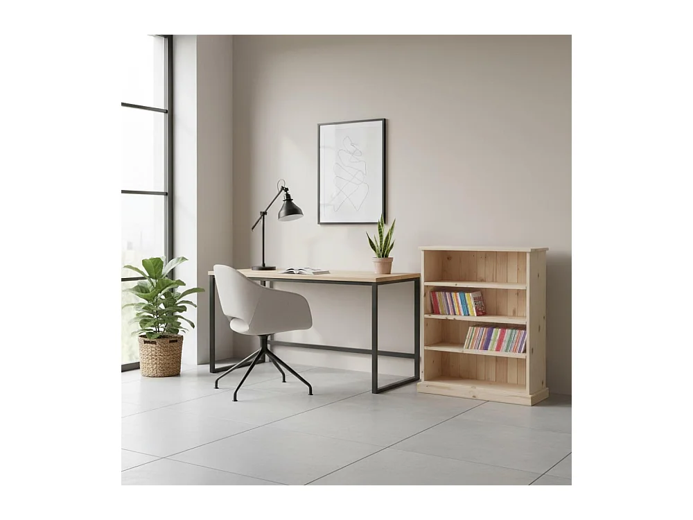 Meuble bibliothèque en épicéa brut