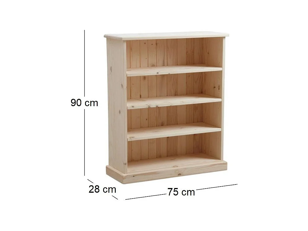 Meuble bibliothèque en épicéa brut