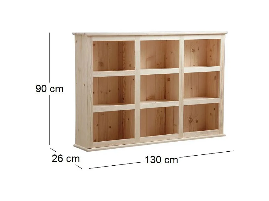 Bibliothèque en bois brut 9 cases
