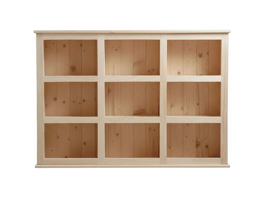 Bibliothèque en bois brut 9 cases