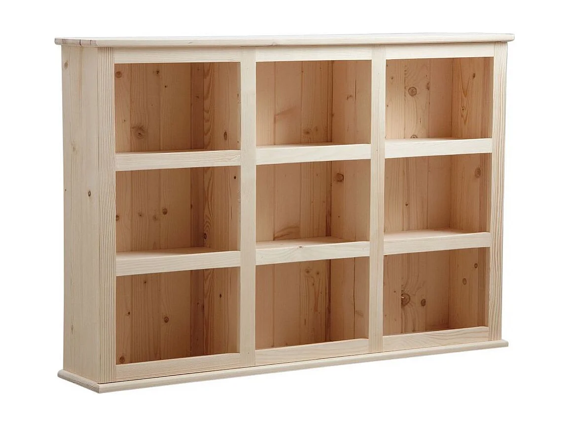 Bibliothèque en bois brut 9 cases