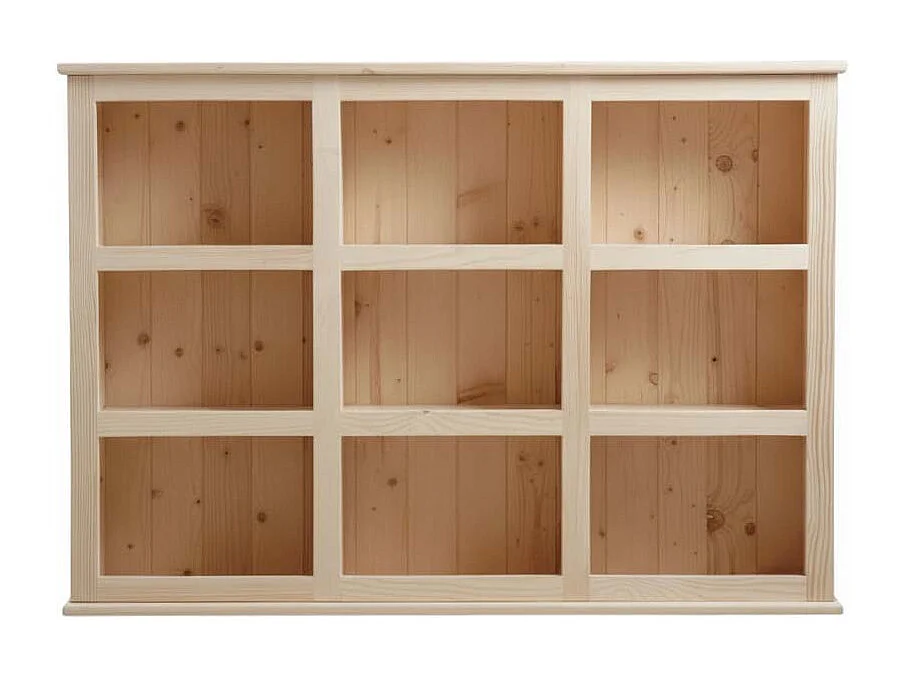 Bibliothèque en bois brut 9 cases