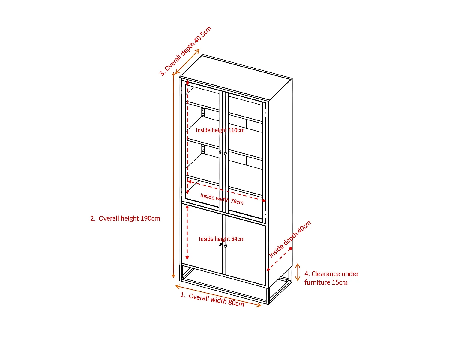 4-türiges Bücherregal aus Stahl Bakal