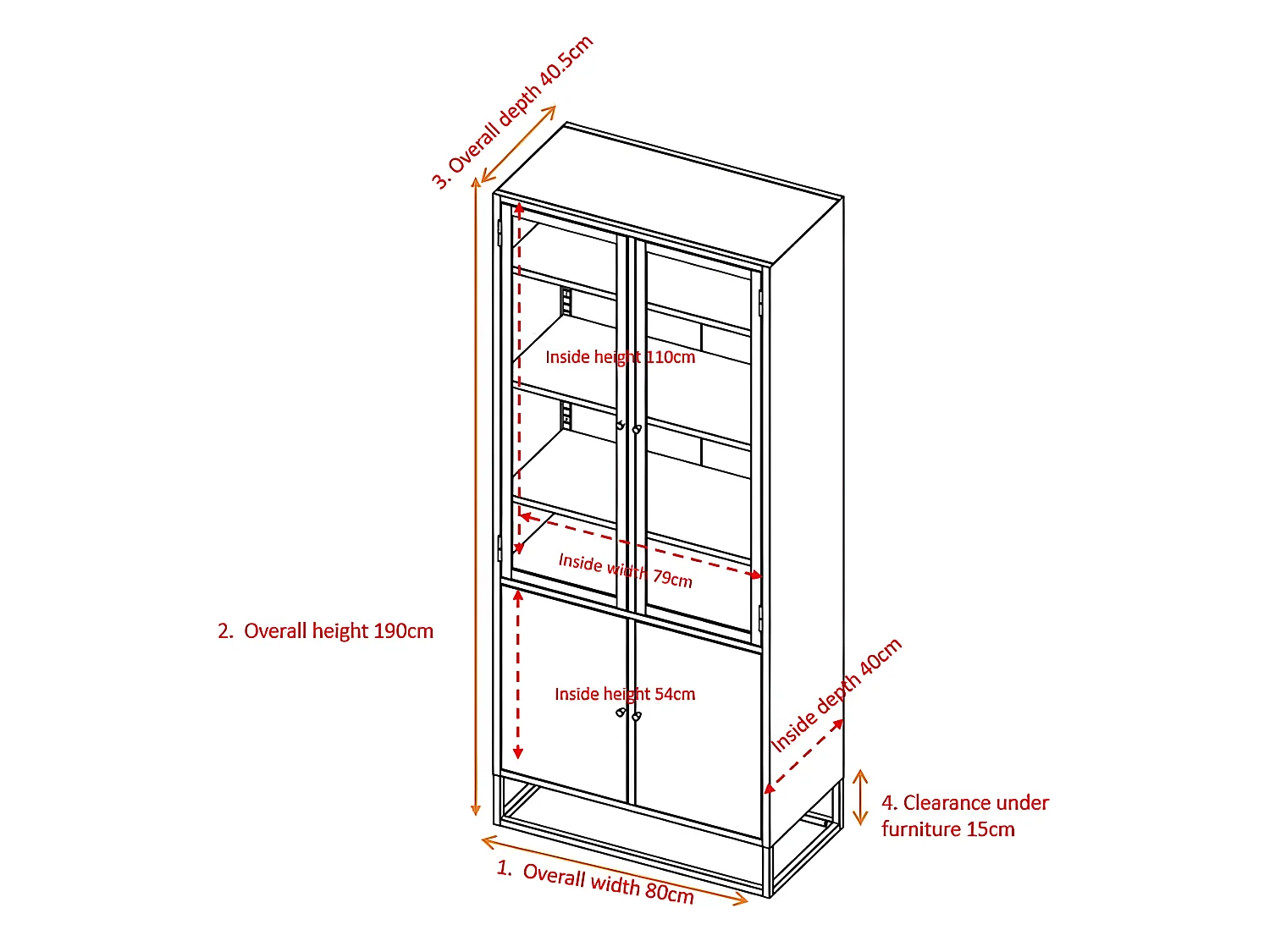 Vaisselier 4 Portes "Bakal" 190cm Blanc
