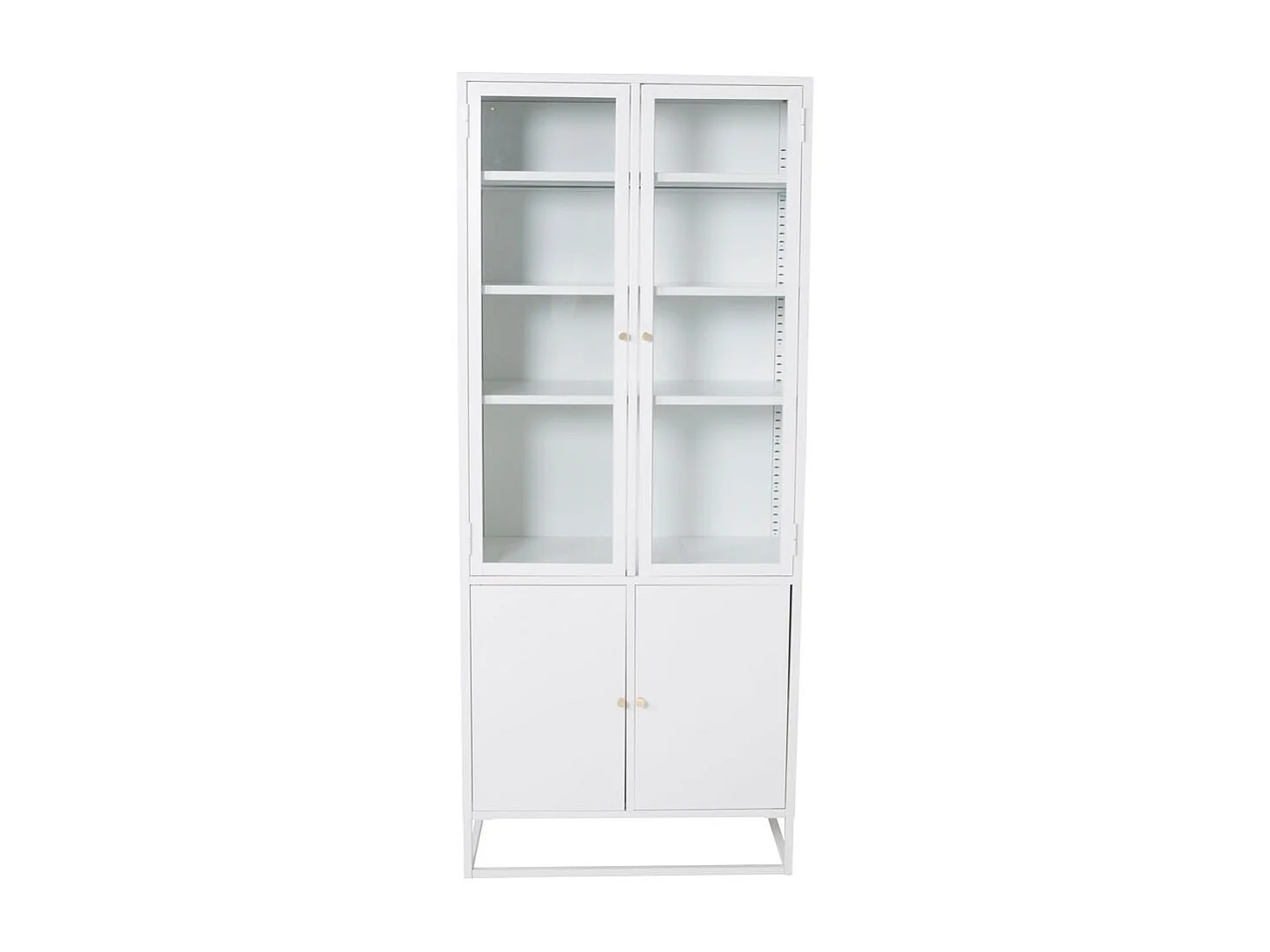 Bakal vitrinekast 4 glasdeuren, 5 planken, wit.