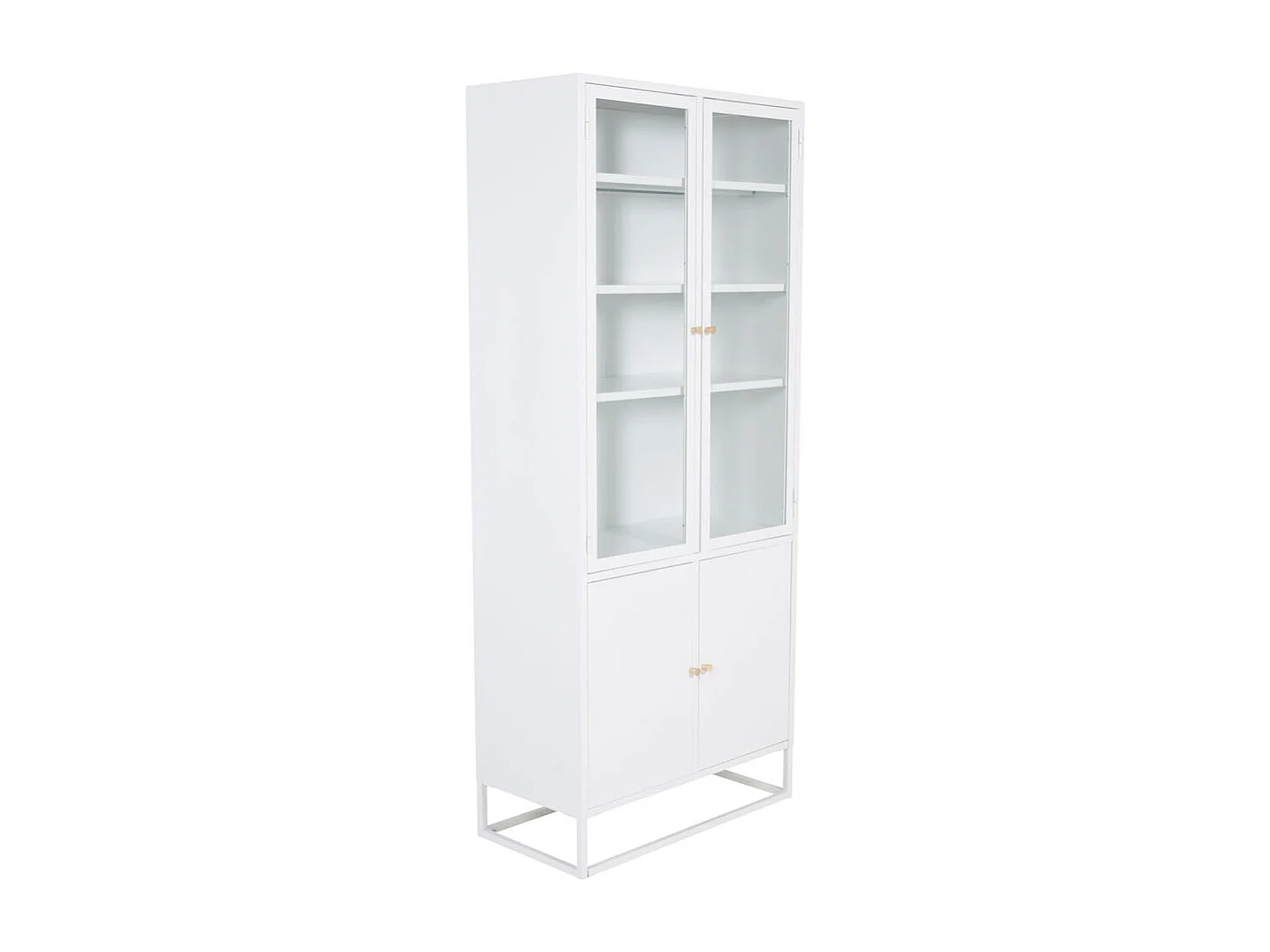 Bakal vitrinekast 4 glasdeuren, 5 planken, wit.
