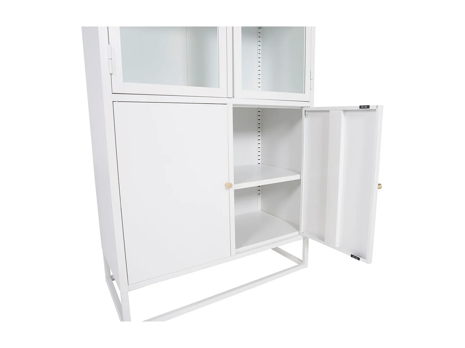 Bakal vitrinekast 4 glasdeuren, 5 planken, wit.