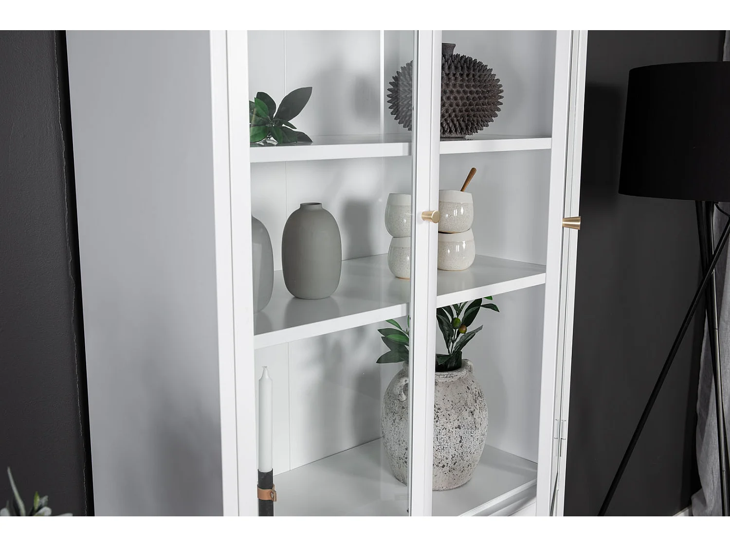 Bakal vitrinekast 4 glasdeuren, 5 planken, wit.