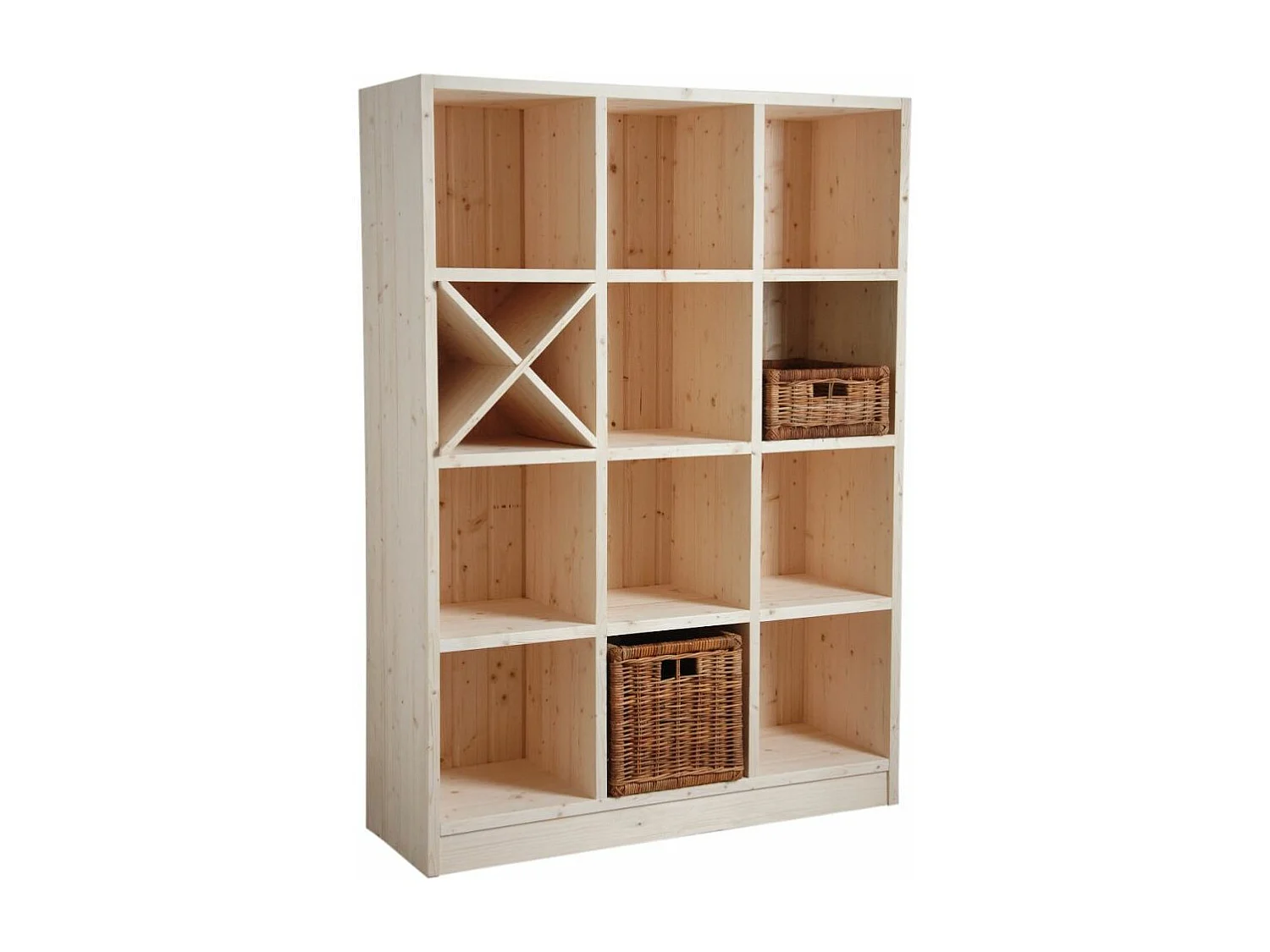 Bibliothèque 12 cases en épicéa brut