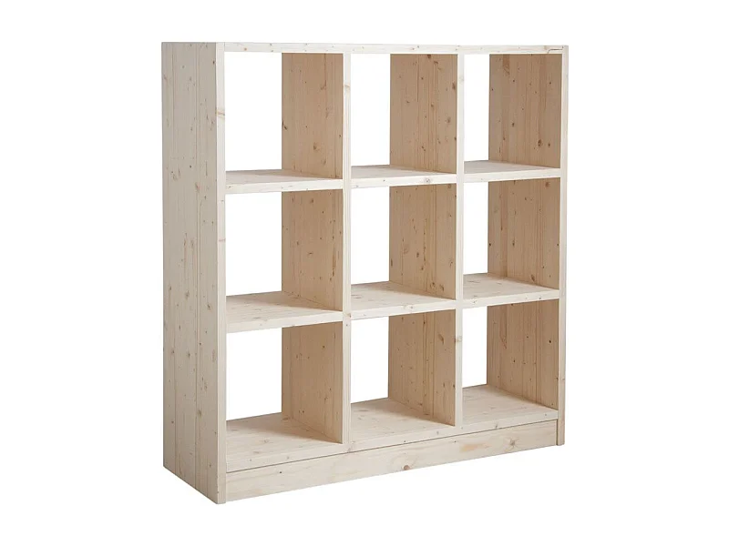 Bibliothèque 9 cases en épicéa brut