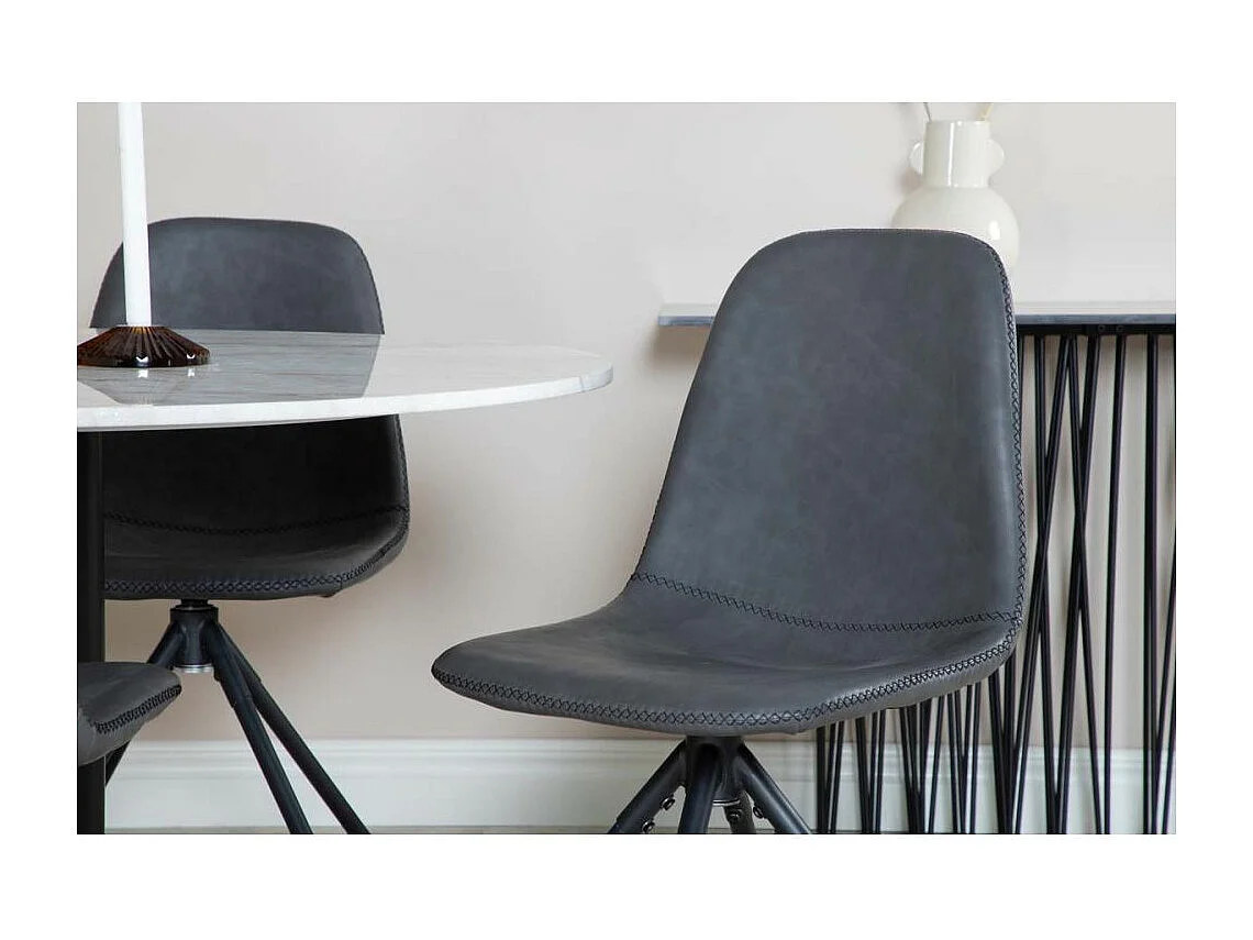 Chaise pivotant en acier et polyuréthane noir Polar (Lot de 2)