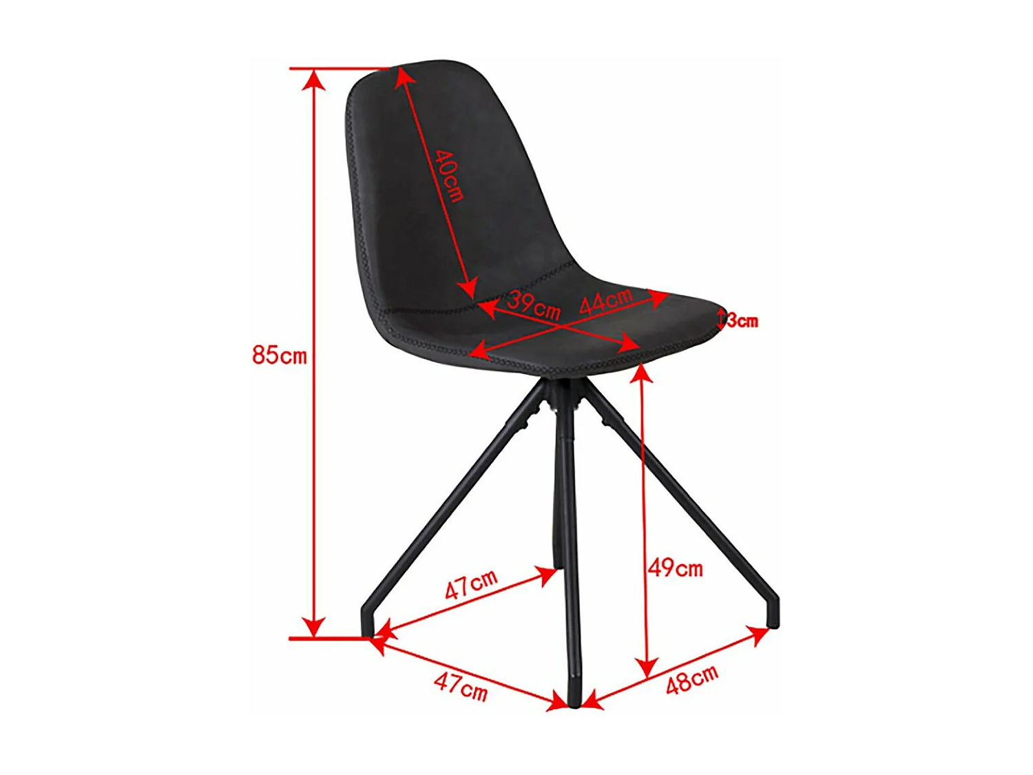 Chaise pivotant en acier et polyuréthane noir Polar (Lot de 2)
