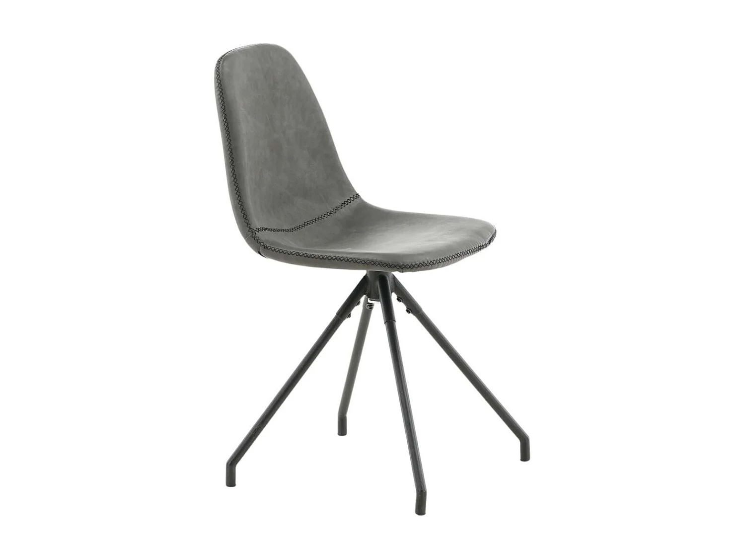 Chaise pivotant en acier et polyuréthane noir Polar (Lot de 2)