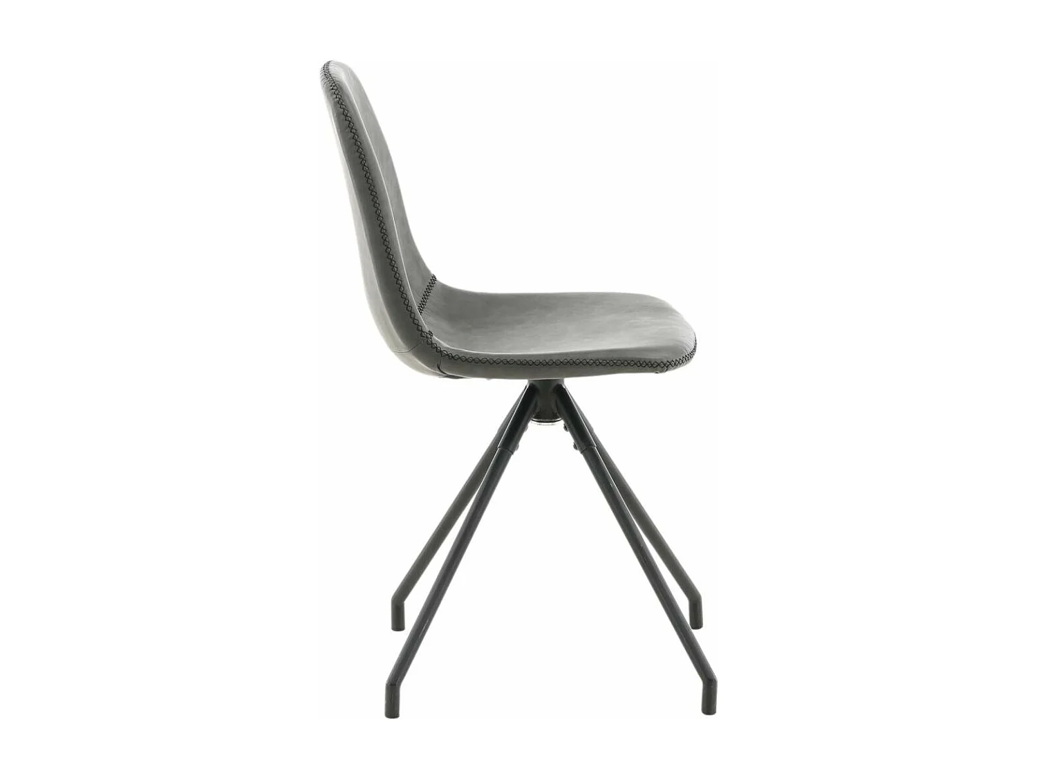 Chaise pivotant en acier et polyuréthane noir Polar (Lot de 2)