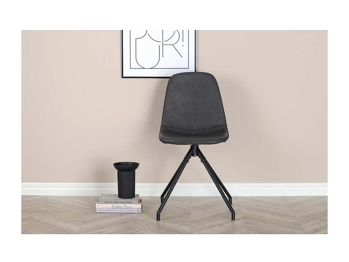 Chaise pivotant en acier et polyuréthane noir Polar (Lot de 2)