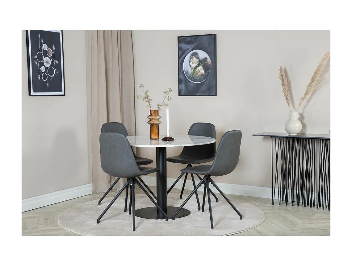 Chaise pivotant en acier et polyuréthane noir Polar (Lot de 2)