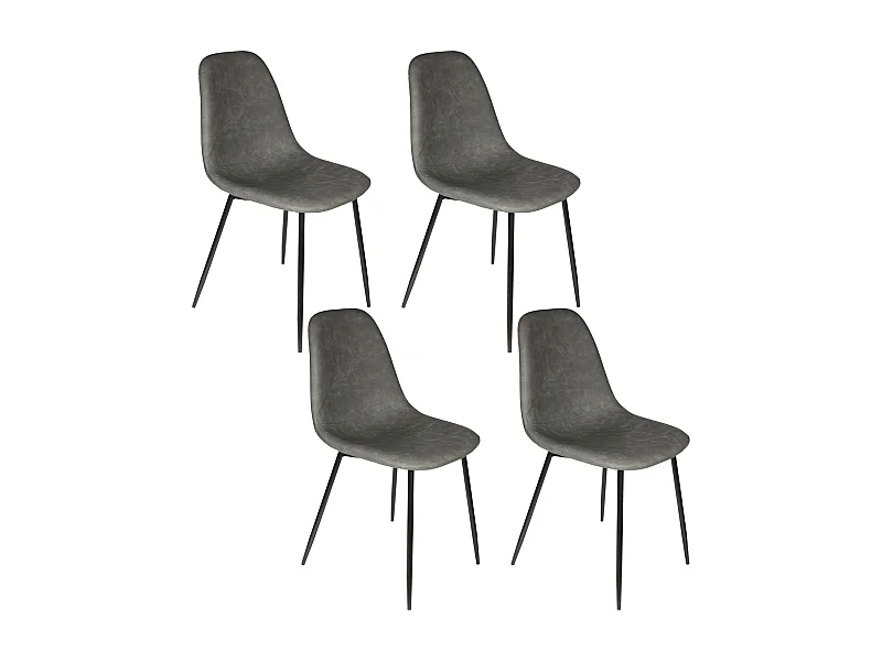 Chaise Pu Amber Gris - Lot De 4 Gris