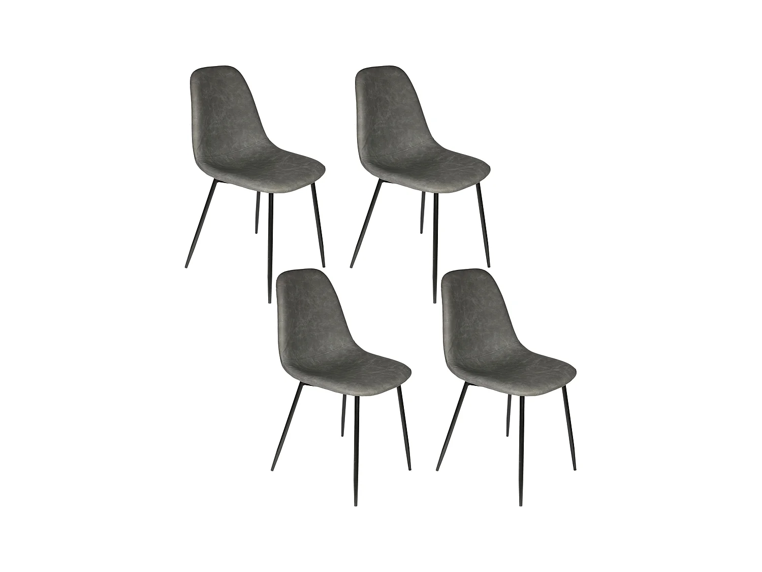 Chaise Pu Amber Gris - Lot De 4 Gris