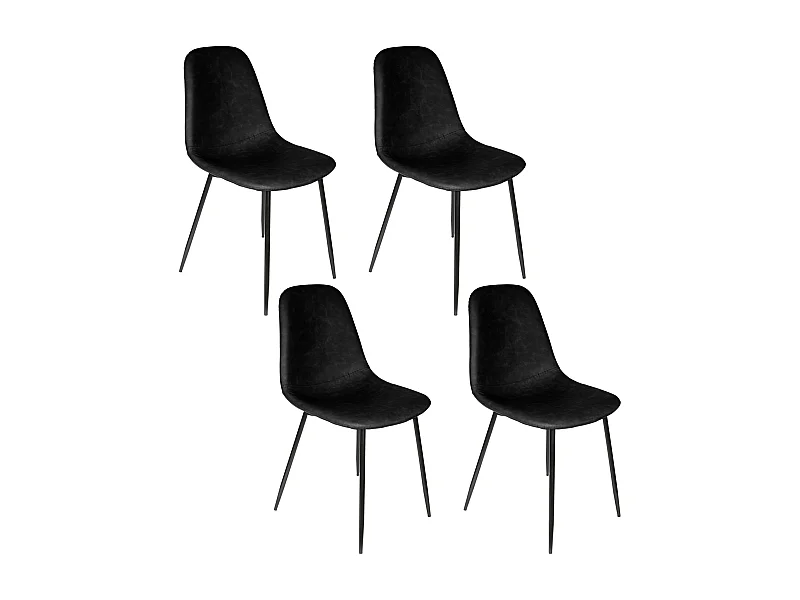 Chaise Pu Amber Noir - Lot De 4 Noir