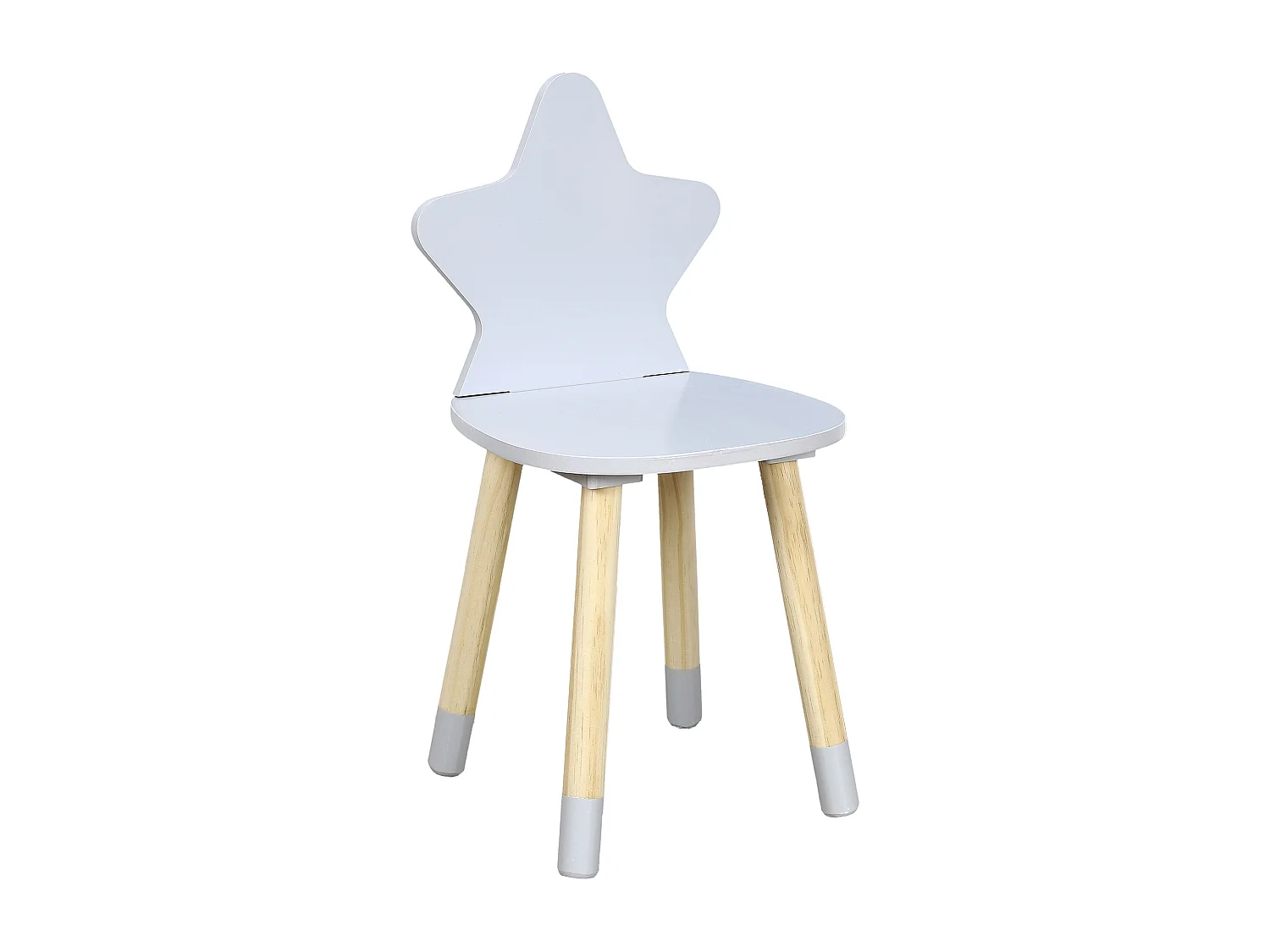 Chaise Enfant en Bois "Étoile" 54cm Gris