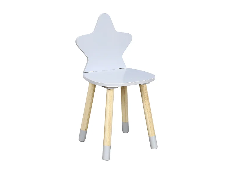 Chaise Enfant en Bois "Étoile" 54cm Gris