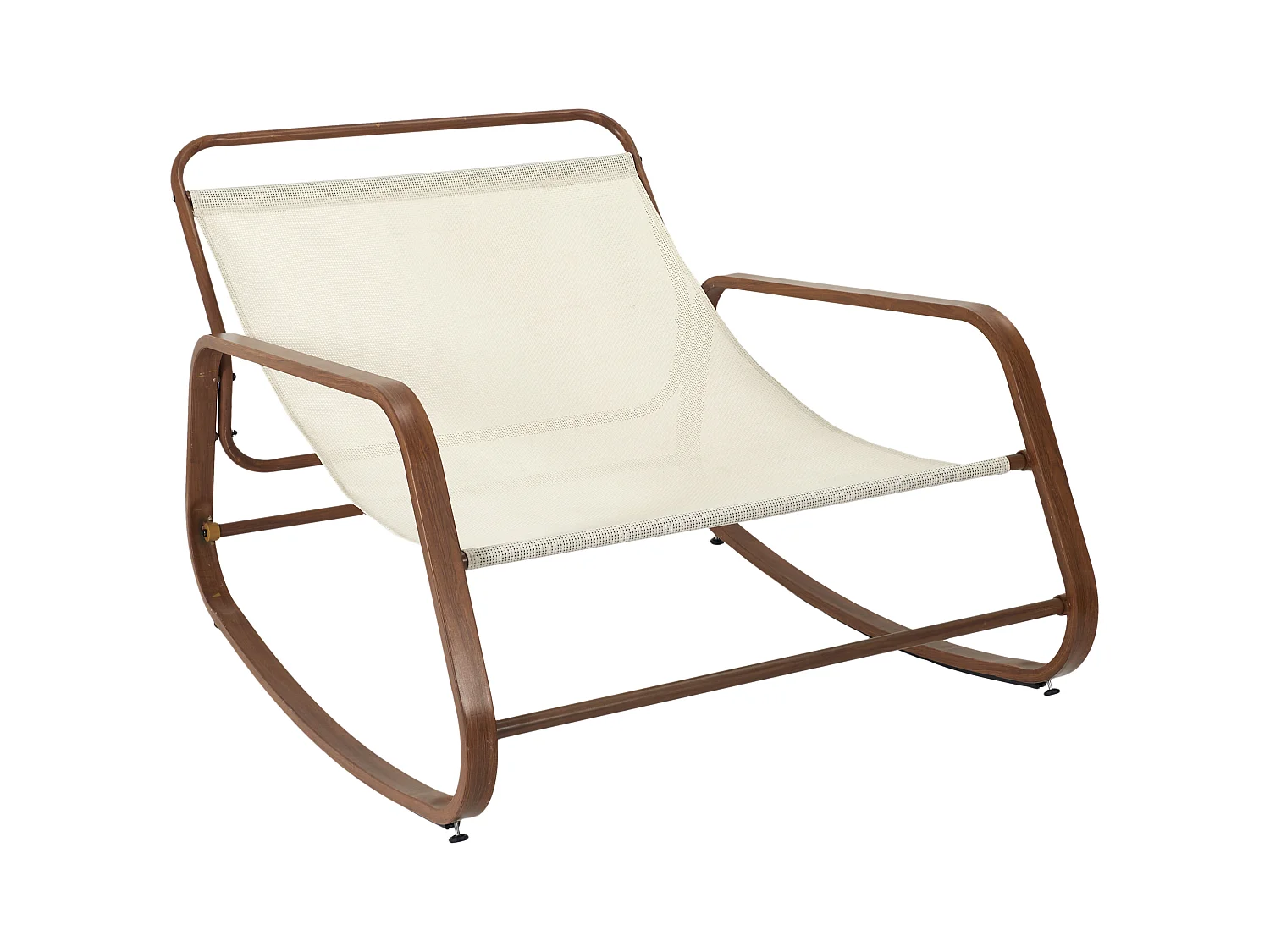 Fauteuil A Bascule Miami Imitation Bois Beige, Marron