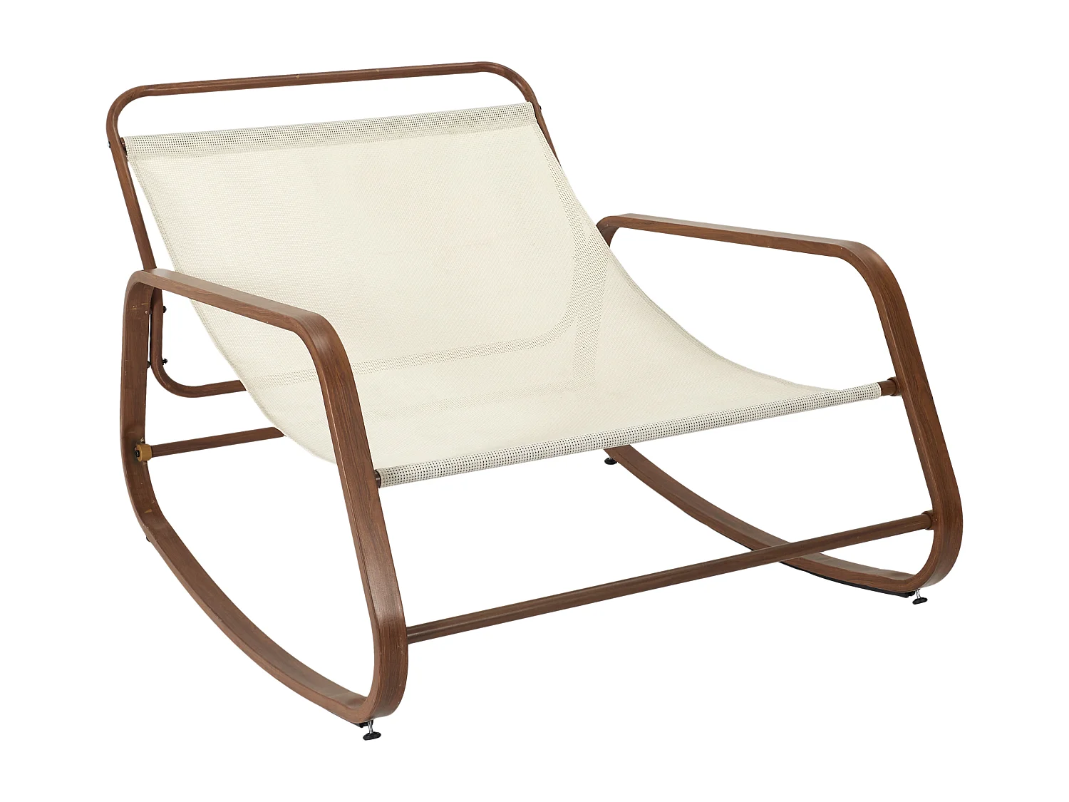 Fauteuil A Bascule Miami Imitation Bois Beige, Marron