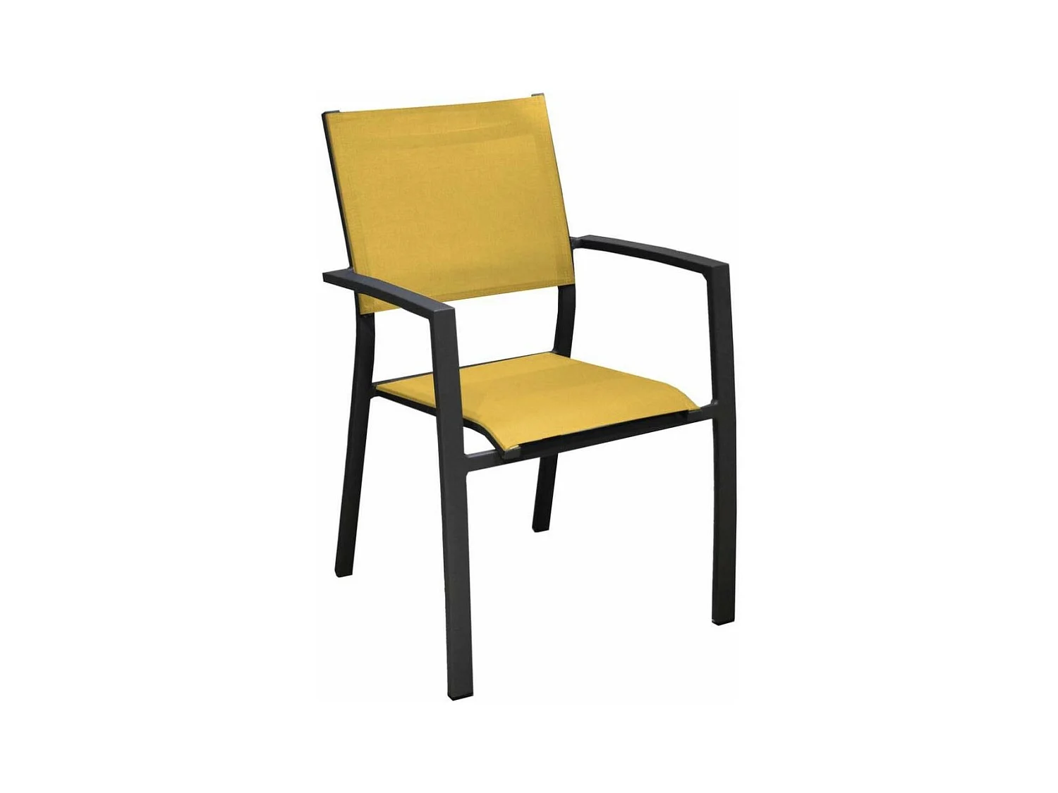 Fauteuils de jardin aluminium et toile Games (Lot de 6) Graphite, moutarde