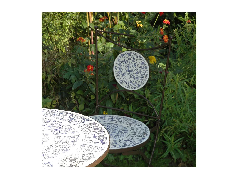 Chaise jardin fer forgé céramique Unitaire