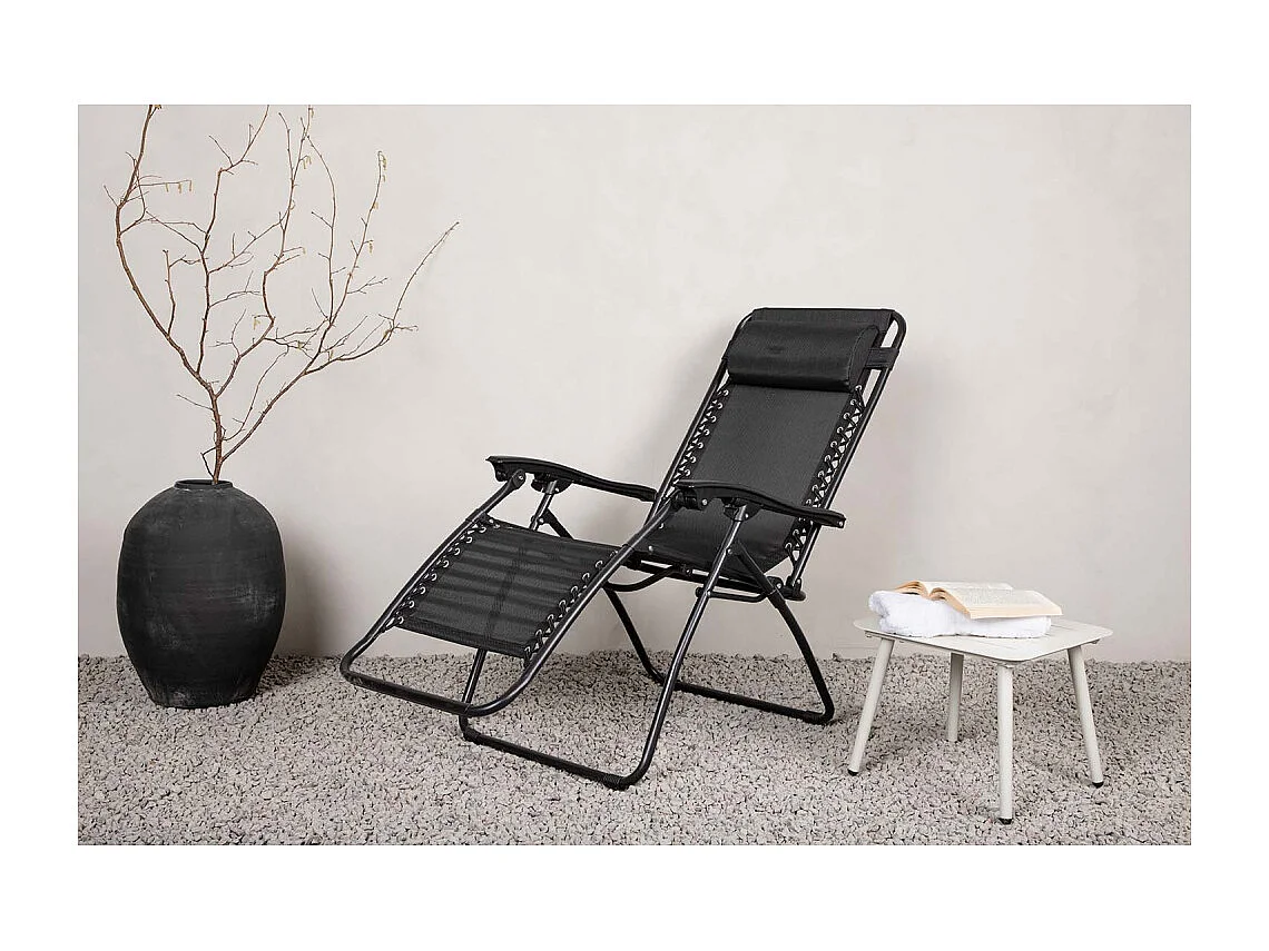 Chaise Longue en Métal "Baden" 112cm Noir