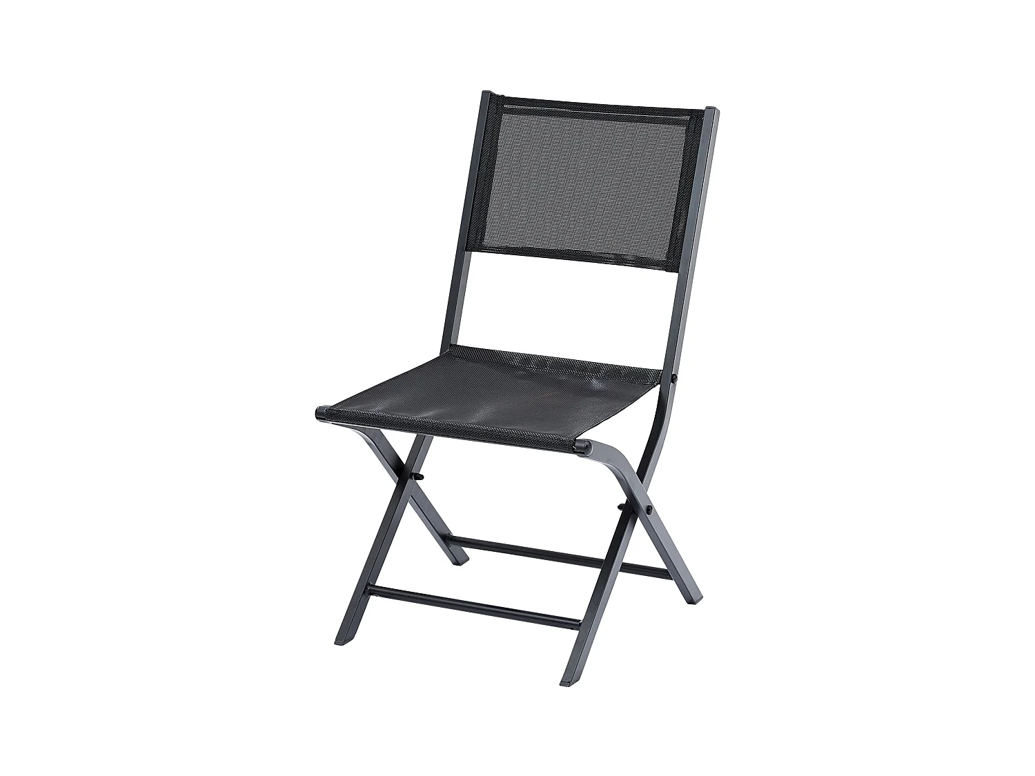 Chaises pliantes Modulo aluminium noire et assise textilène noir