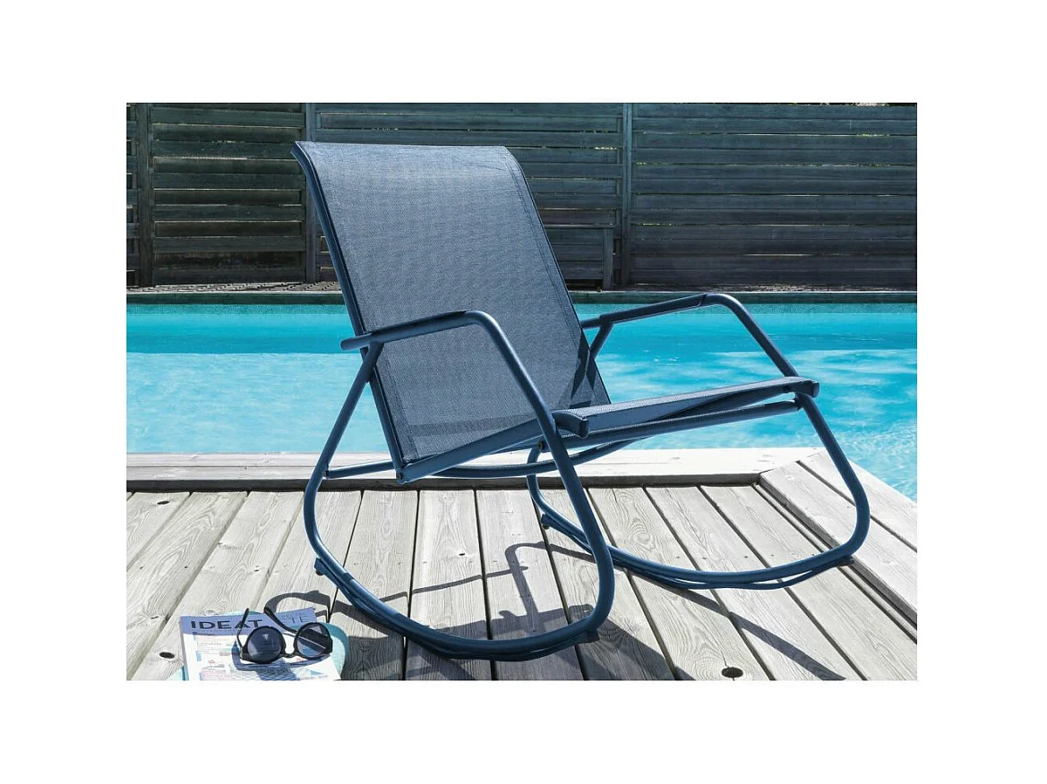 Rocking chair en acier epoxy Noa Bleu