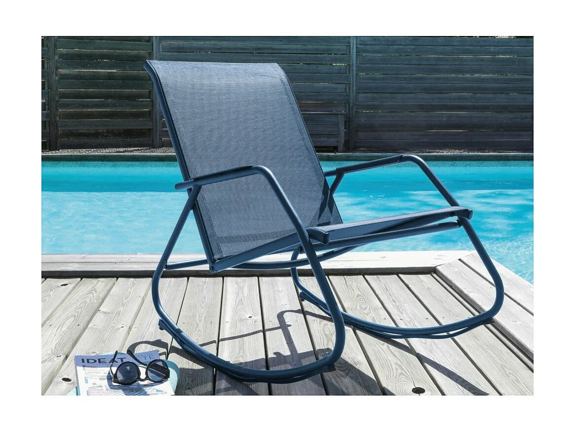 Rocking chair en acier epoxy Noa Bleu