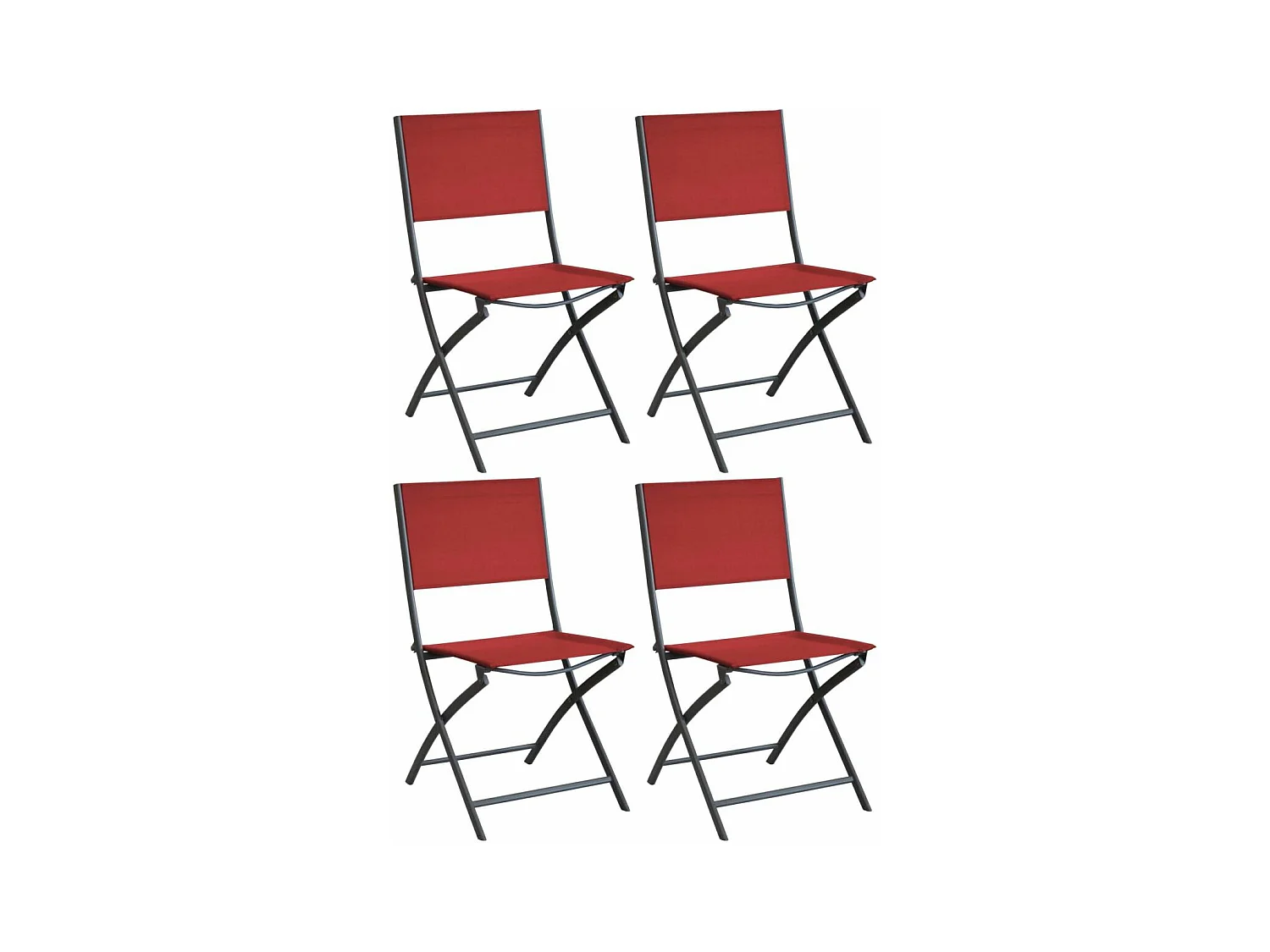 Chaise pliante en acier et toile Dream (Lot de 4) Graphite, rouge