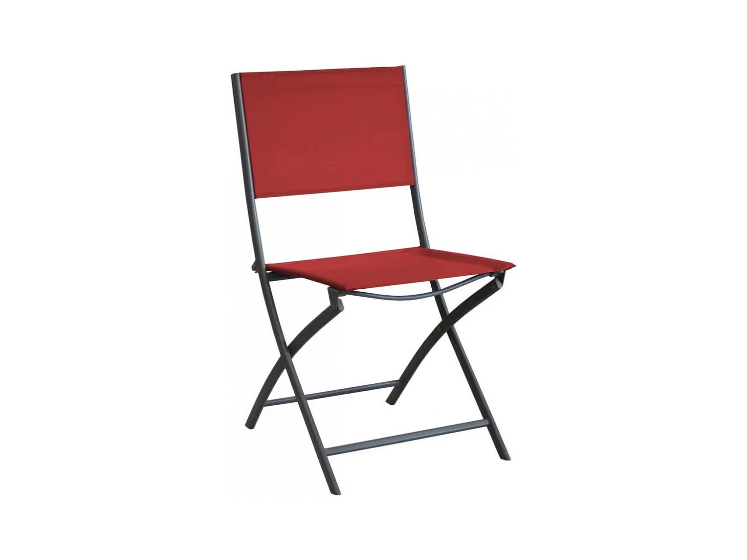 Chaise pliante en acier et toile Dream (Lot de 4) Graphite, rouge