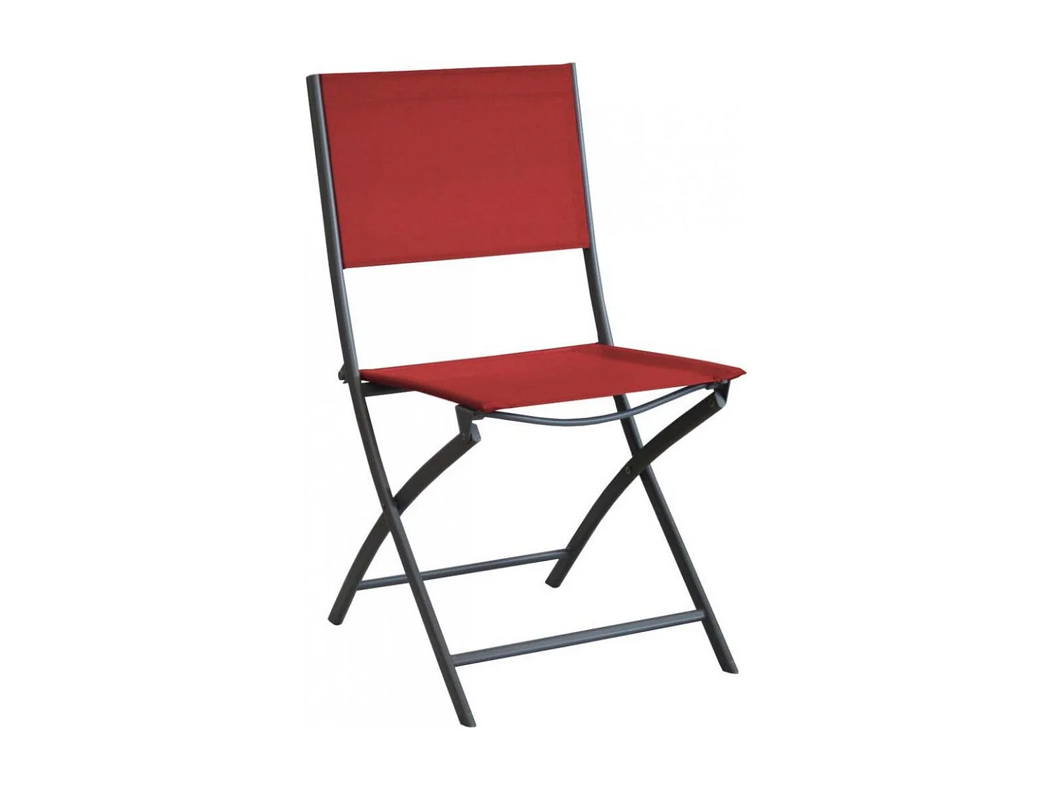 Chaise pliante en acier et toile Dream (Lot de 4) Graphite, rouge