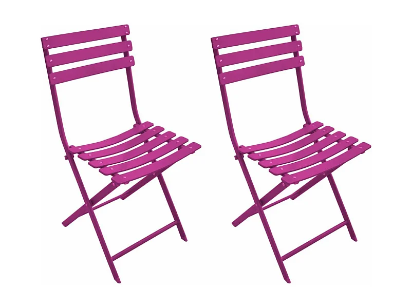 Chaise pliante en acier Nonza (Lot de 2) Framboise