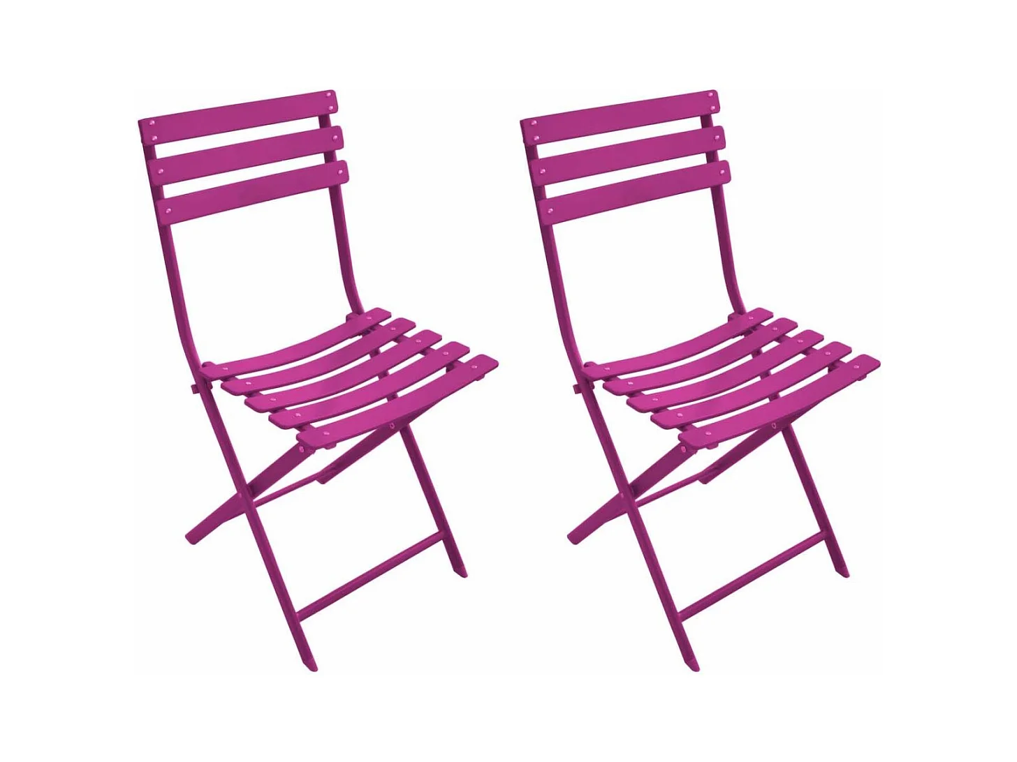 Chaise pliante en acier Nonza (Lot de 2) Framboise