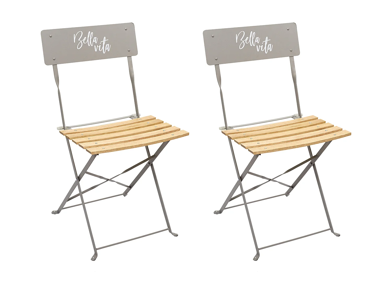 Chaise Pliante Bella Vita Taupe - Lot De 2 Gris