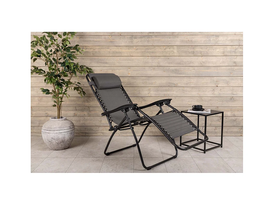 Chaise Longue en Métal "Baden" 112cm Gris