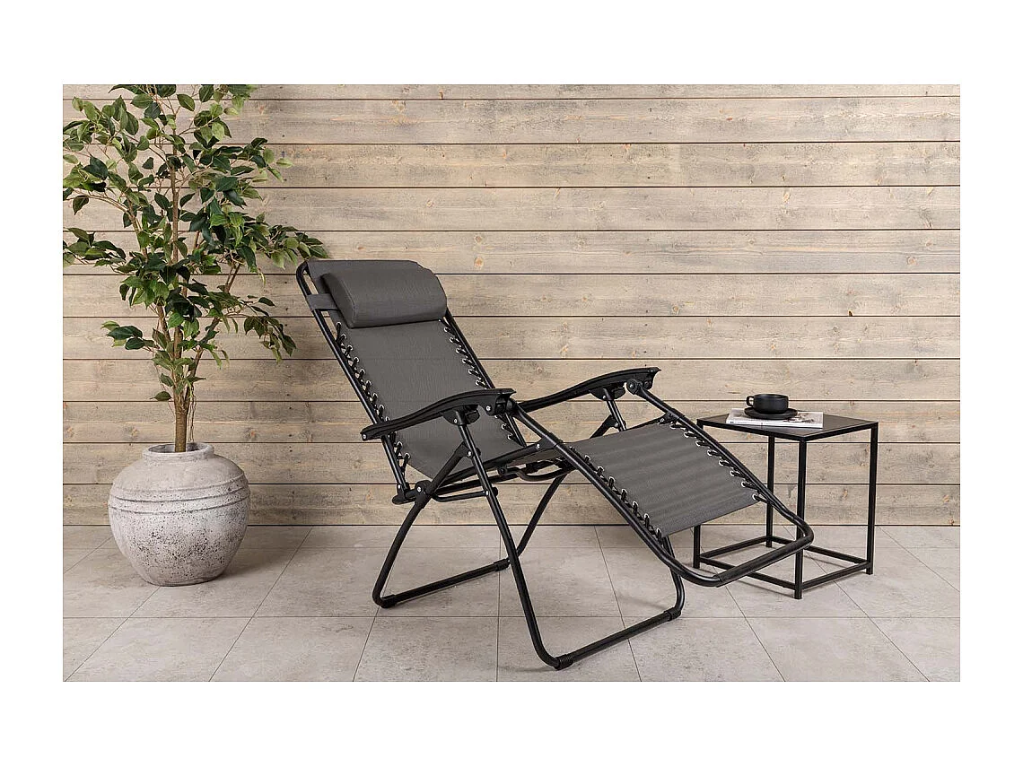 Chaise Longue en Métal "Baden" 112cm Gris