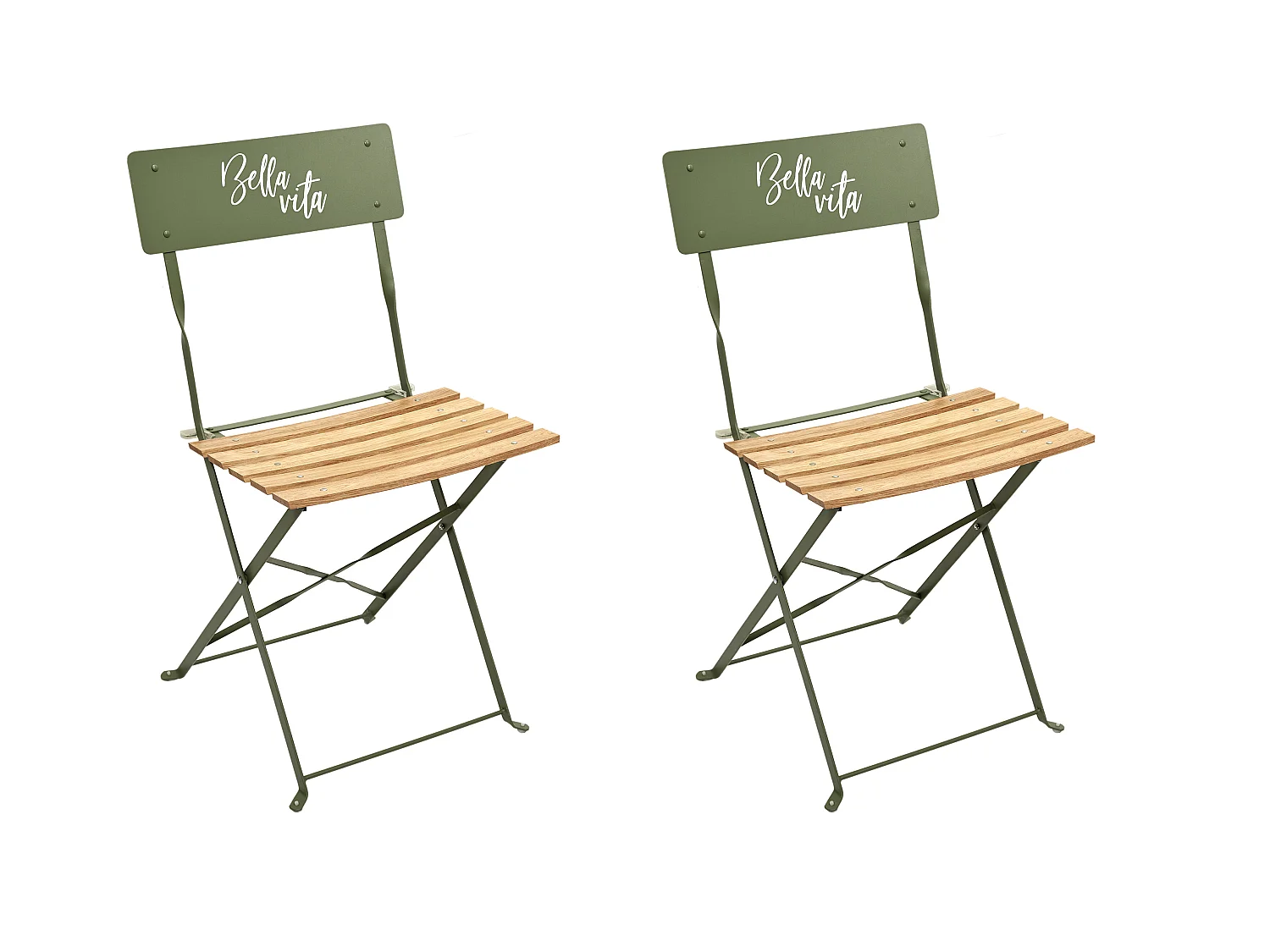 Chaise Pliante Bella Vita Vert Kaki - Lot De 2 Vert, Marron