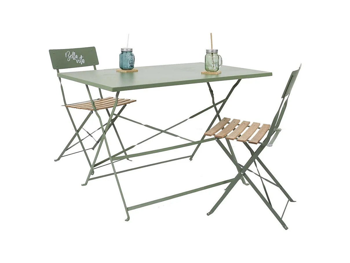 Chaise Pliante Bella Vita Vert Kaki - Lot De 2 Vert, Marron