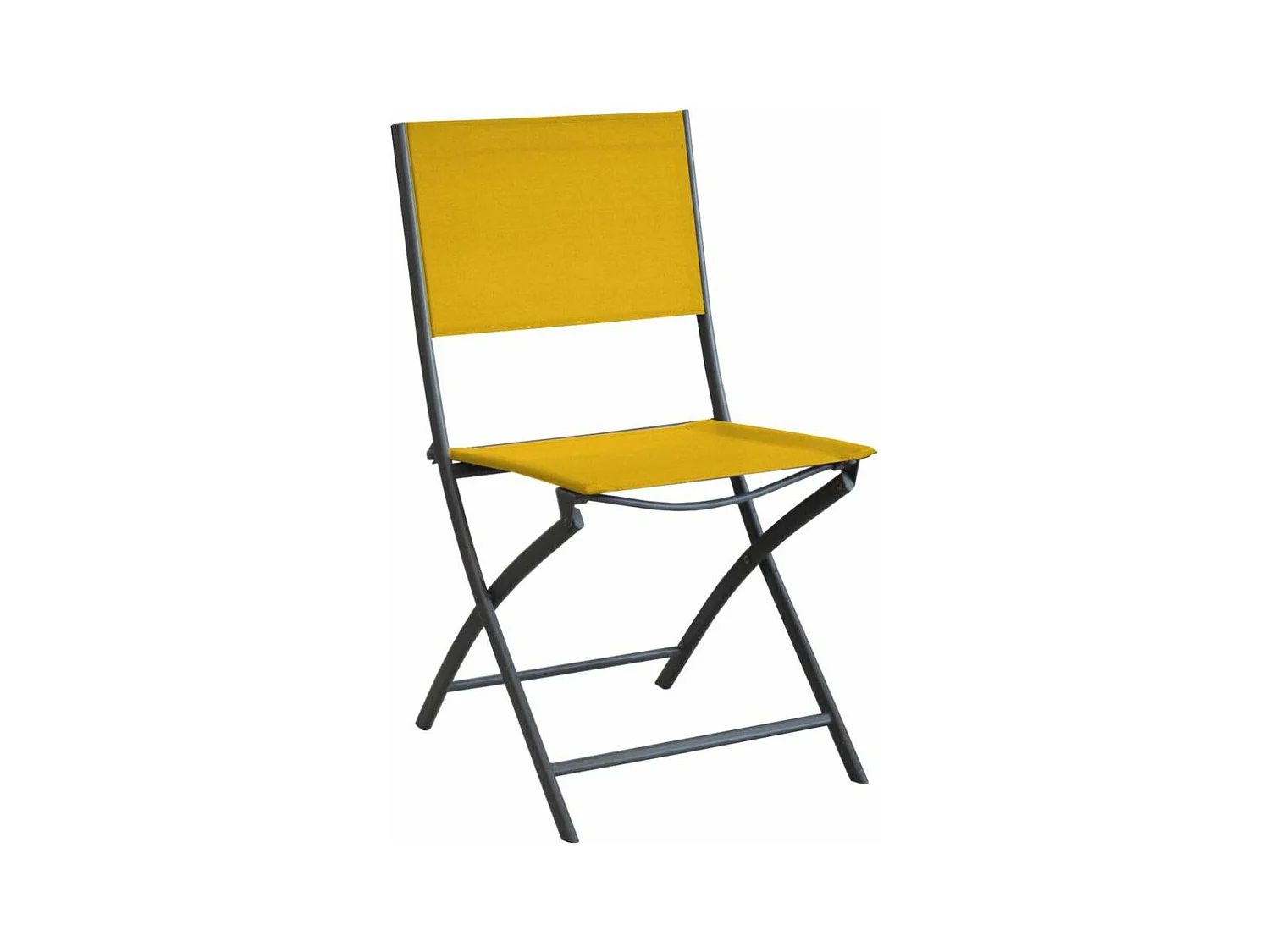 Chaise pliante en acier et toile Dream (Lot de 4) Graphite, moutarde
