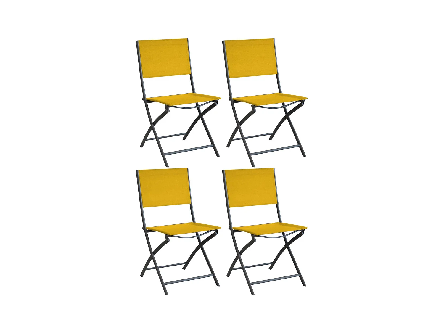 Chaise pliante en acier et toile Dream (Lot de 4) Graphite, moutarde