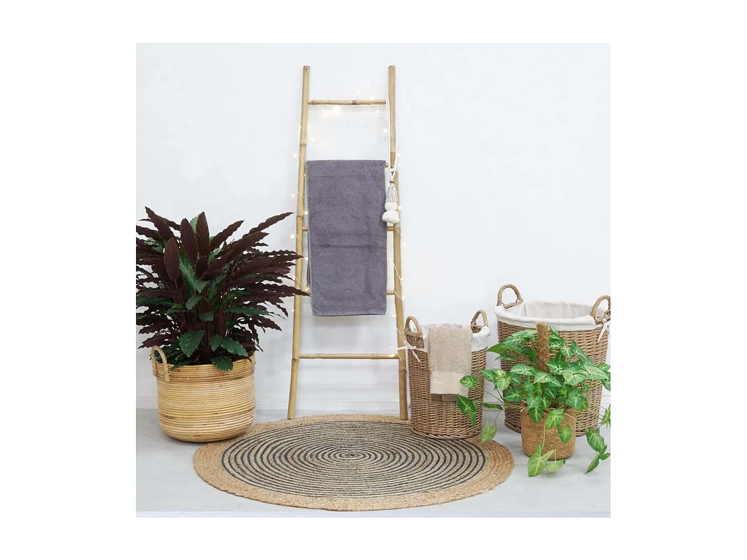 Échelle porte serviette en bambou