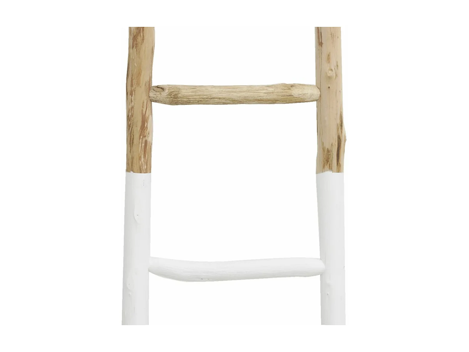 Echelle en bois naturel et blanc